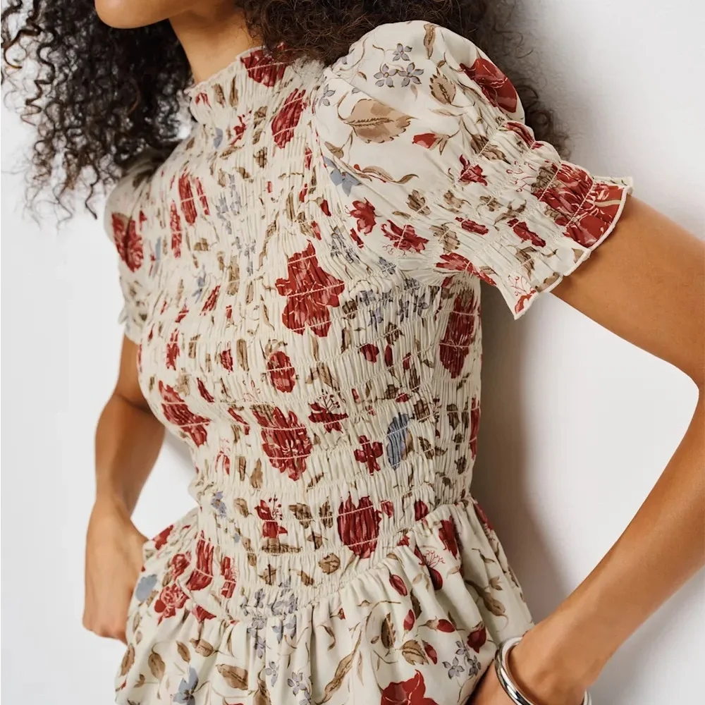 Reformation Cream and Red Floral Blouse - Picture 3 of 7